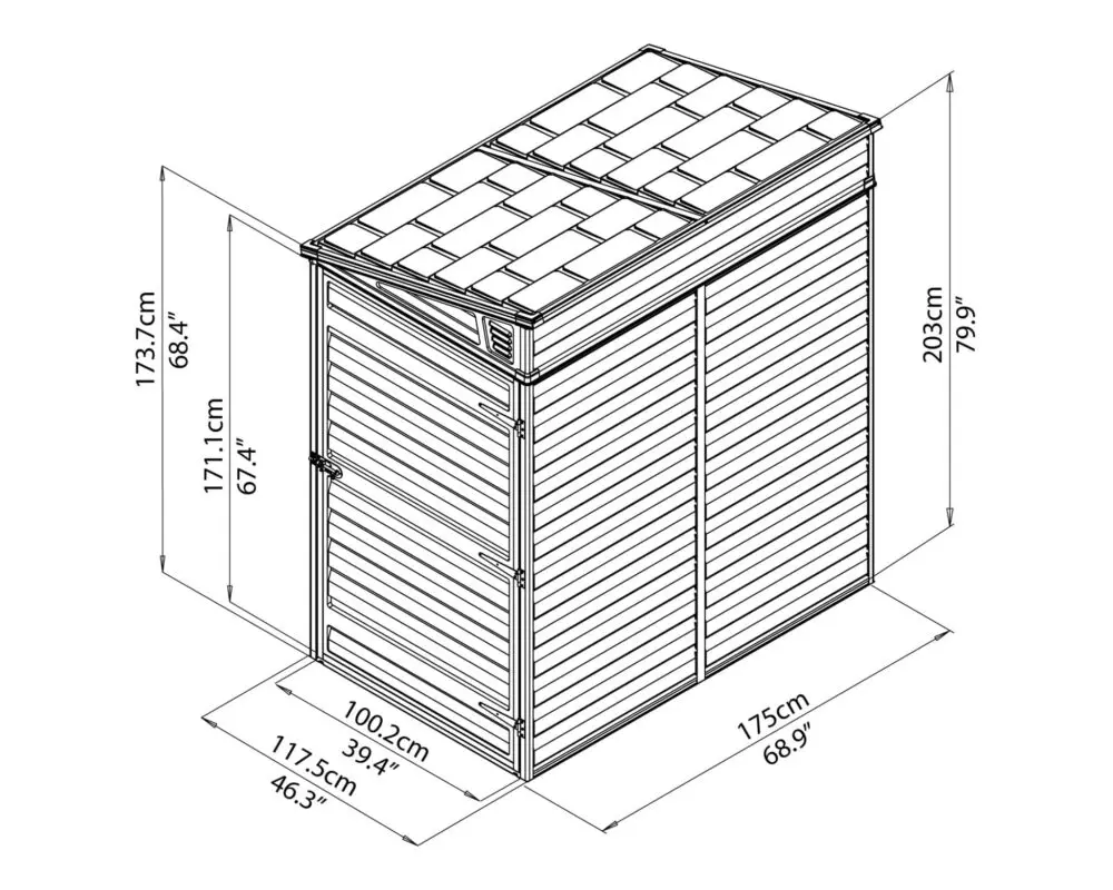 Pent Storage Shed bird's eye view
