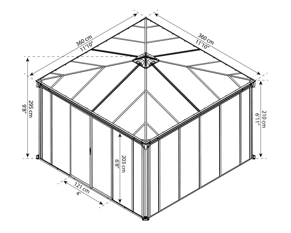 Ledro gazebo 3600 dimensions