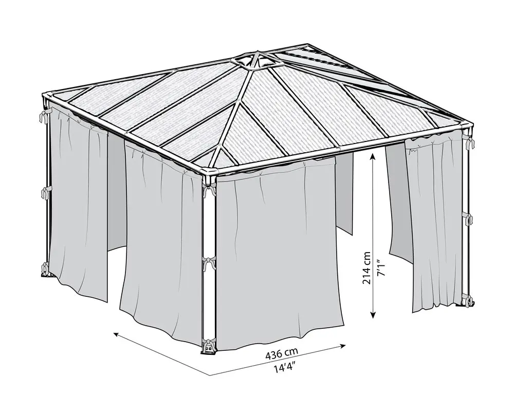 Palram Garden Gazebos Palermo 4300 Grey Bronze Curtains Netting Dimensions