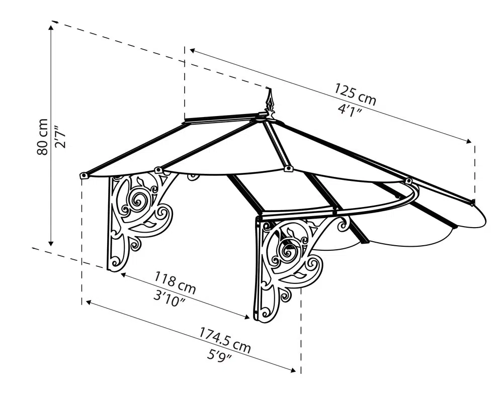 Palram Awnings Lily 1780 Dimensions