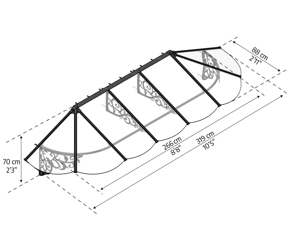 Palram Awnings Lily 3100 Dimensions