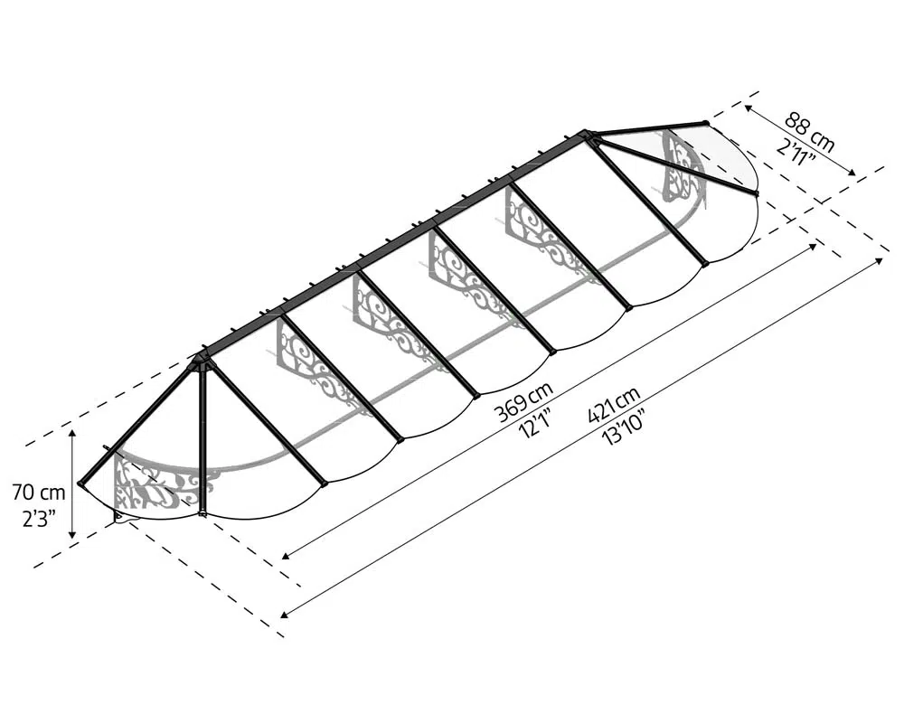 Palram Awnings Lily 4100 Dimensions