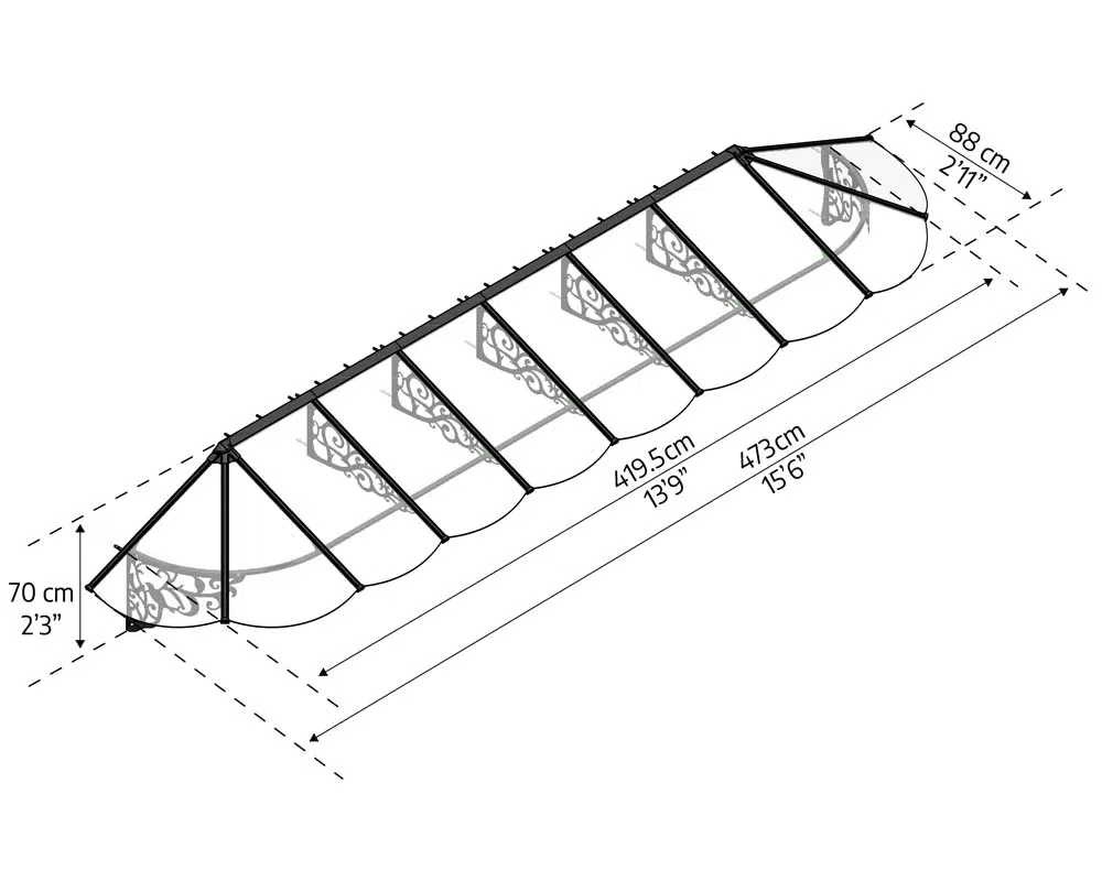 Palram Awnings Lily 4700 Dimensions
