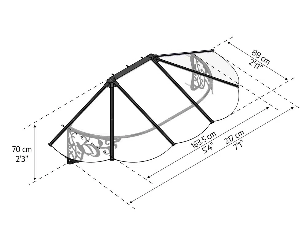 Palram Awnings Lily 2130 Dimensions