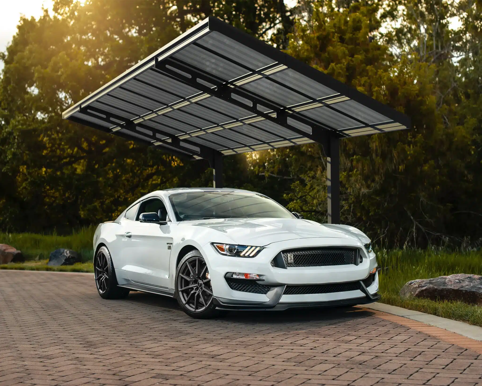 Palram-Canopia Carports Sydney 10x20 3x6 Black Wave Solar Grey Main