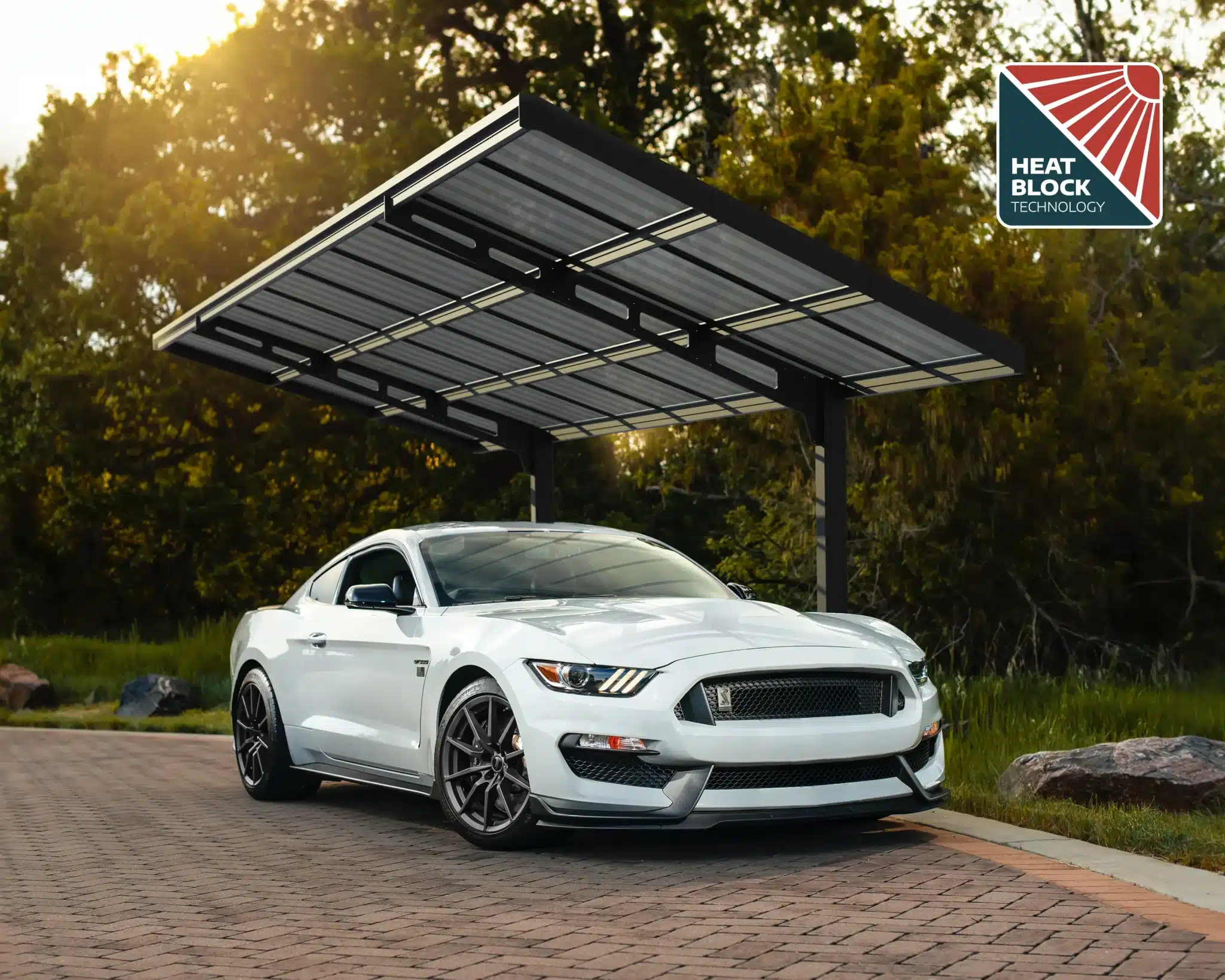 Palram-Canopia Carports Sydney 10x20 3x6 Black Wave Solar Grey Main Heat Block