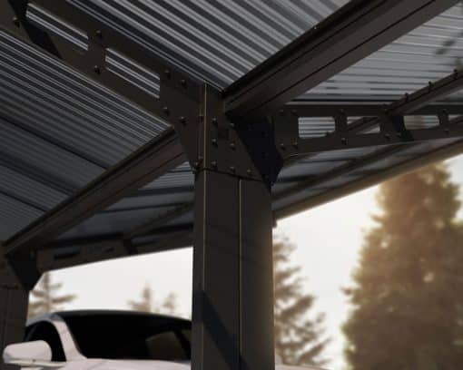Double Carport Sydney Wings 20x20 6x6 Black Wave Solar Grey Palram-Canopia