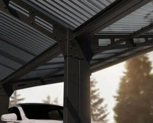Double Carport Sydney Wings 20x20 6x6 Black Wave Solar Grey Palram-Canopia