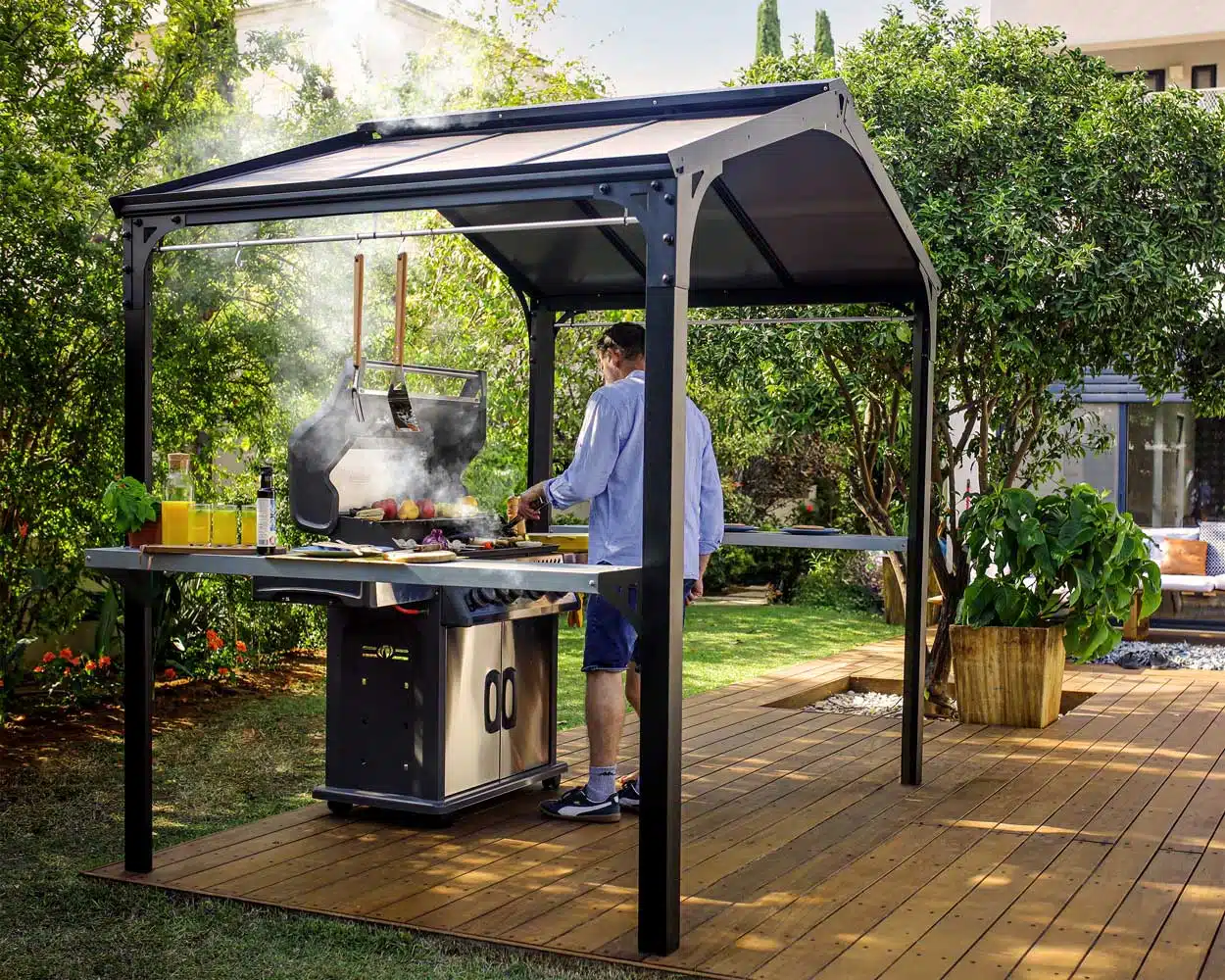 Austin BBQ Gazebo 6x8 1.8x2.4m Black Palram-Canopia Garden Gazebos
