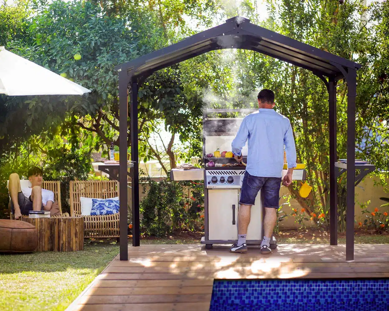 Austin BBQ Gazebo 6x8 1.8x2.4m Black Palram-Canopia Garden Gazebos