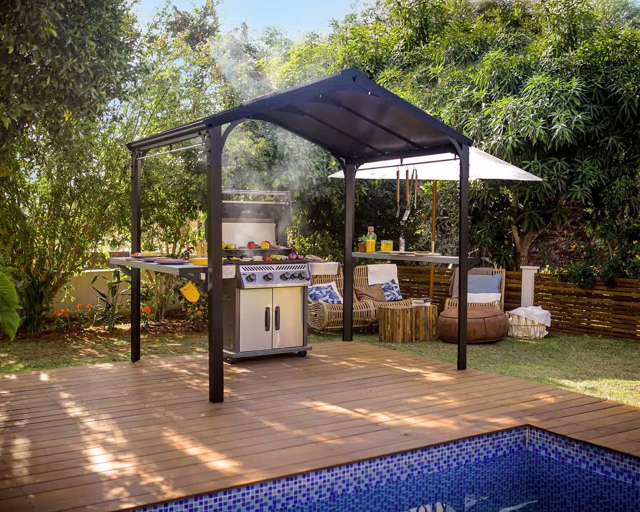 Austin BBQ Gazebo 6x8 1.8x2.4m Black Palram-Canopia Garden Gazebos