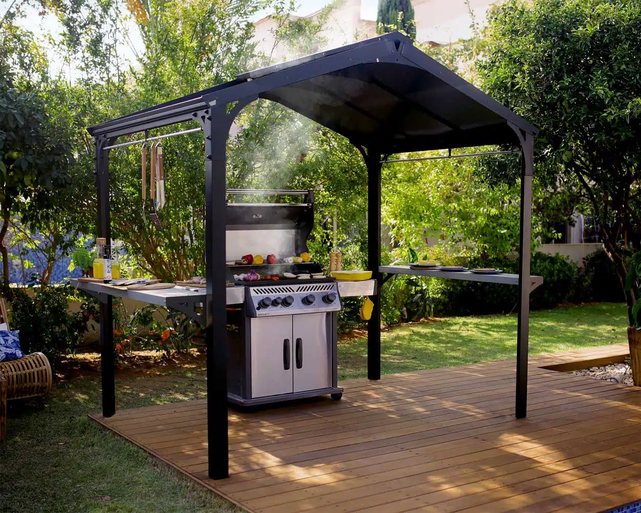 Austin BBQ Gazebo 6x8 1.8x2.4m Black Palram-Canopia Garden Gazebos