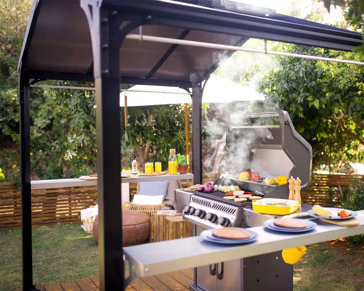 Austin BBQ Gazebo 6x8 1.8x2.4m Black Palram-Canopia Garden Gazebos