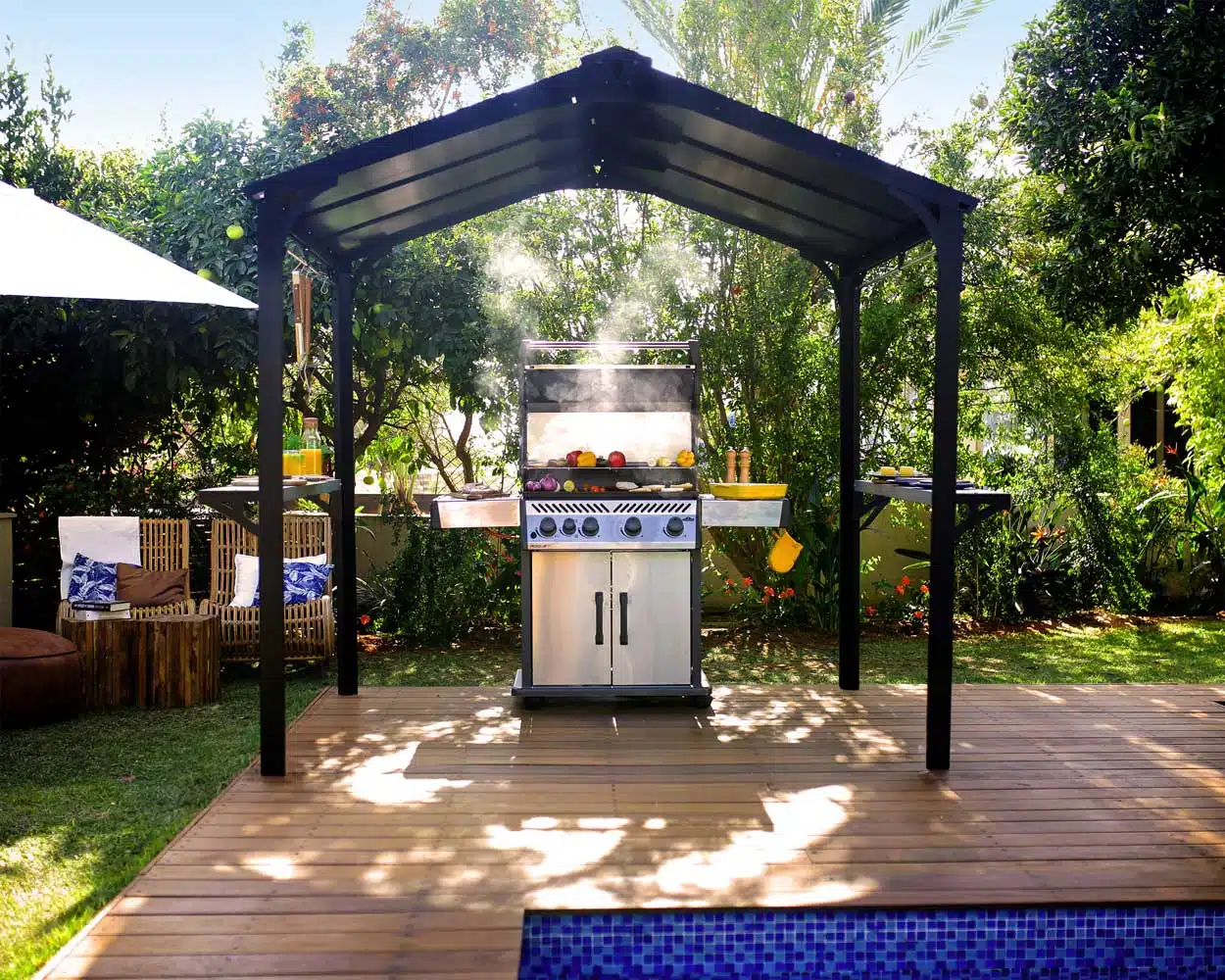 Austin BBQ Gazebo 6x8 1.8x2.4m Black Palram-Canopia Garden Gazebos