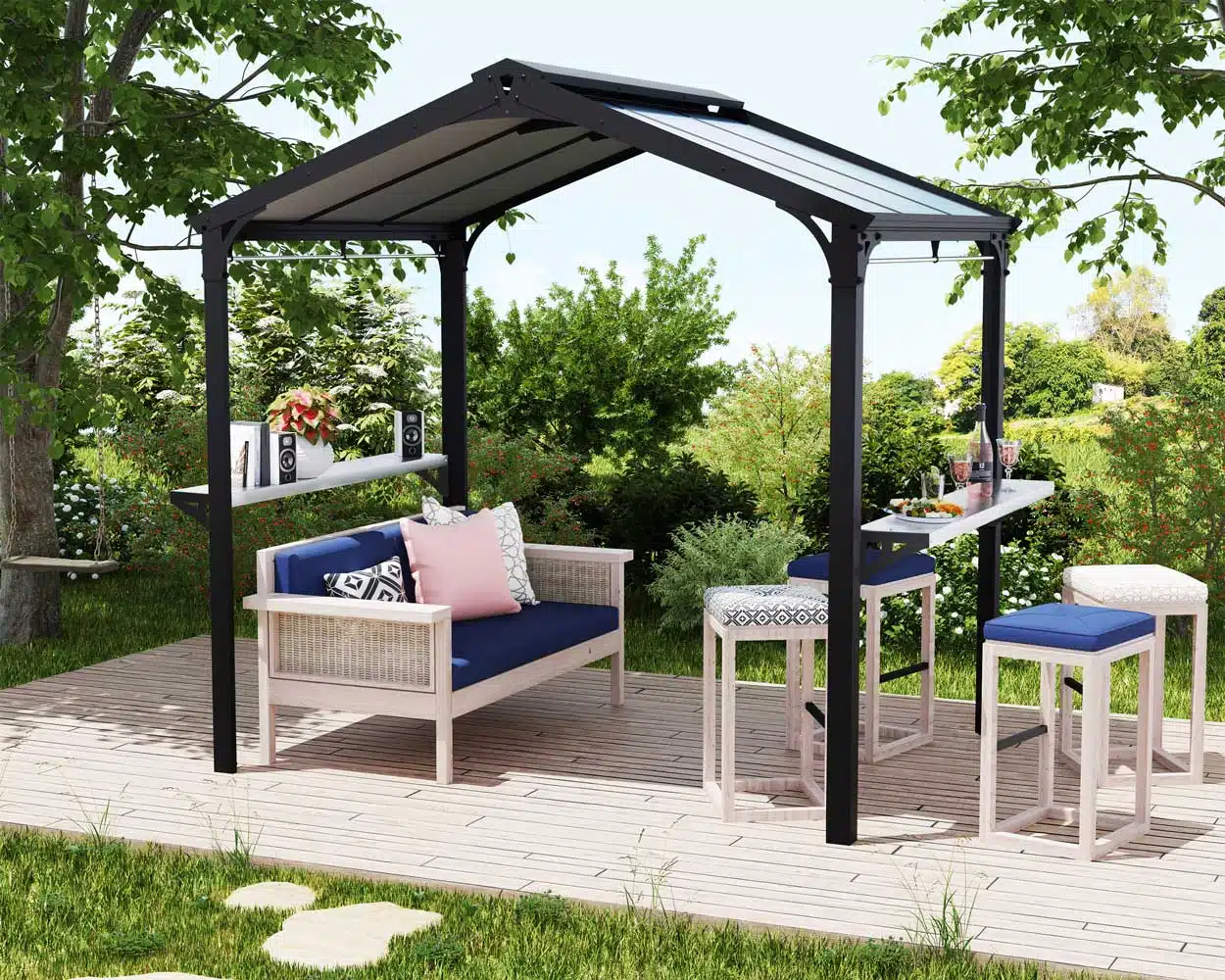 Austin BBQ Gazebo 6x8 1.8x2.4m Black Palram-Canopia Garden Gazebos